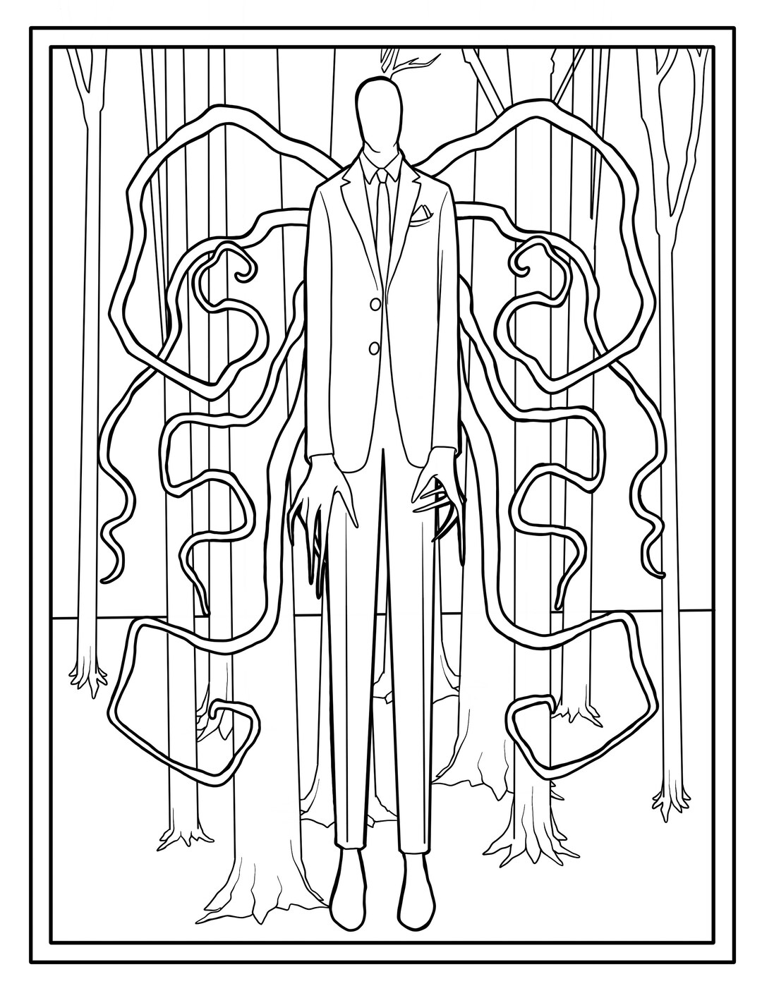 Slender Man Coloring Page - Etsy