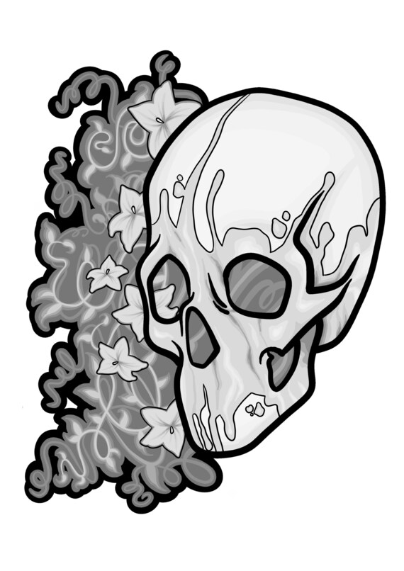 Pumpkin Skull Coloring Page - Etsy