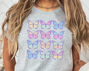 Butterfly T Shirt, Butterfly Shirt, Butterfly Gift, Butterfly Lover Gift, Summer Shirt, Spring Shirt, Pastel Graphic, Gift for Her, Pastel