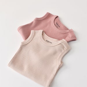 Organic 2 Pcs Baby Sleeveless Body Set, Rose Blush, Unisex, %100 Organic Cotton, GOTS certification, CSYM11107 image 8