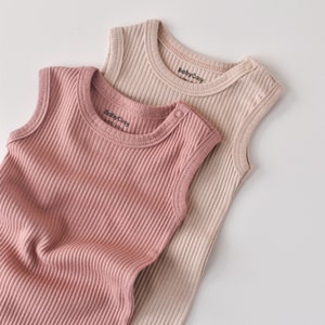 Organic 2 Pcs Baby Sleeveless Body Set, Rose Blush, Unisex, %100 Organic Cotton, GOTS certification, CSYM11107 image 5