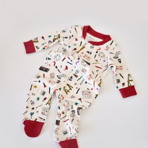 Organic 2 Pcs Baby Romper Zippered Footed ,Red Green, Unisex, %100 Organic Cotton, GOTS certification, CSY5812 image 7