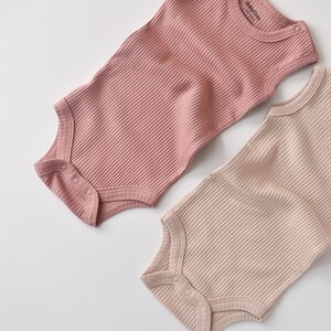 Organic 2 Pcs Baby Sleeveless Body Set, Rose Blush, Unisex, %100 Organic Cotton, GOTS certification, CSYM11107 image 7