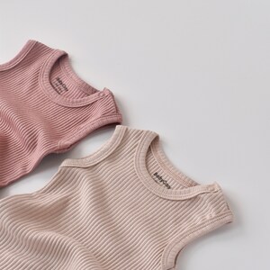 Organic 2 Pcs Baby Sleeveless Body Set, Rose Blush, Unisex, %100 Organic Cotton, GOTS certification, CSYM11107 image 6