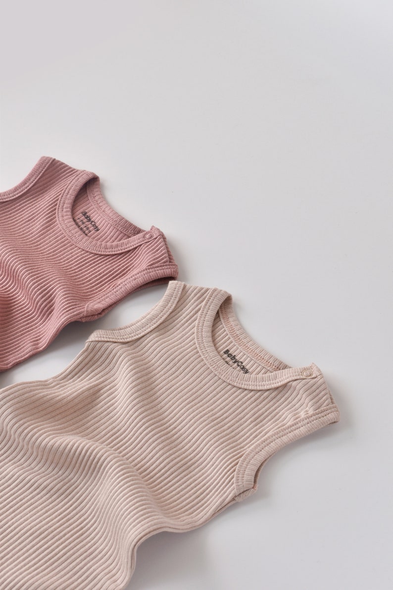 Organic 2 Pcs Baby Sleeveless Body Set, Rose Blush, Unisex, %100 Organic Cotton, GOTS certification, CSYM11107 image 6