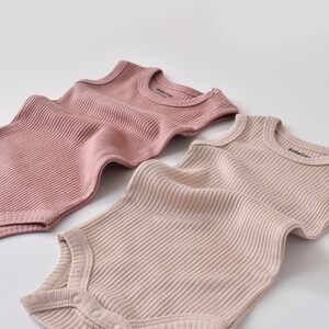 Organic 2 Pcs Baby Sleeveless Body Set, Rose Blush, Unisex, %100 Organic Cotton, GOTS certification, CSYM11107 image 4