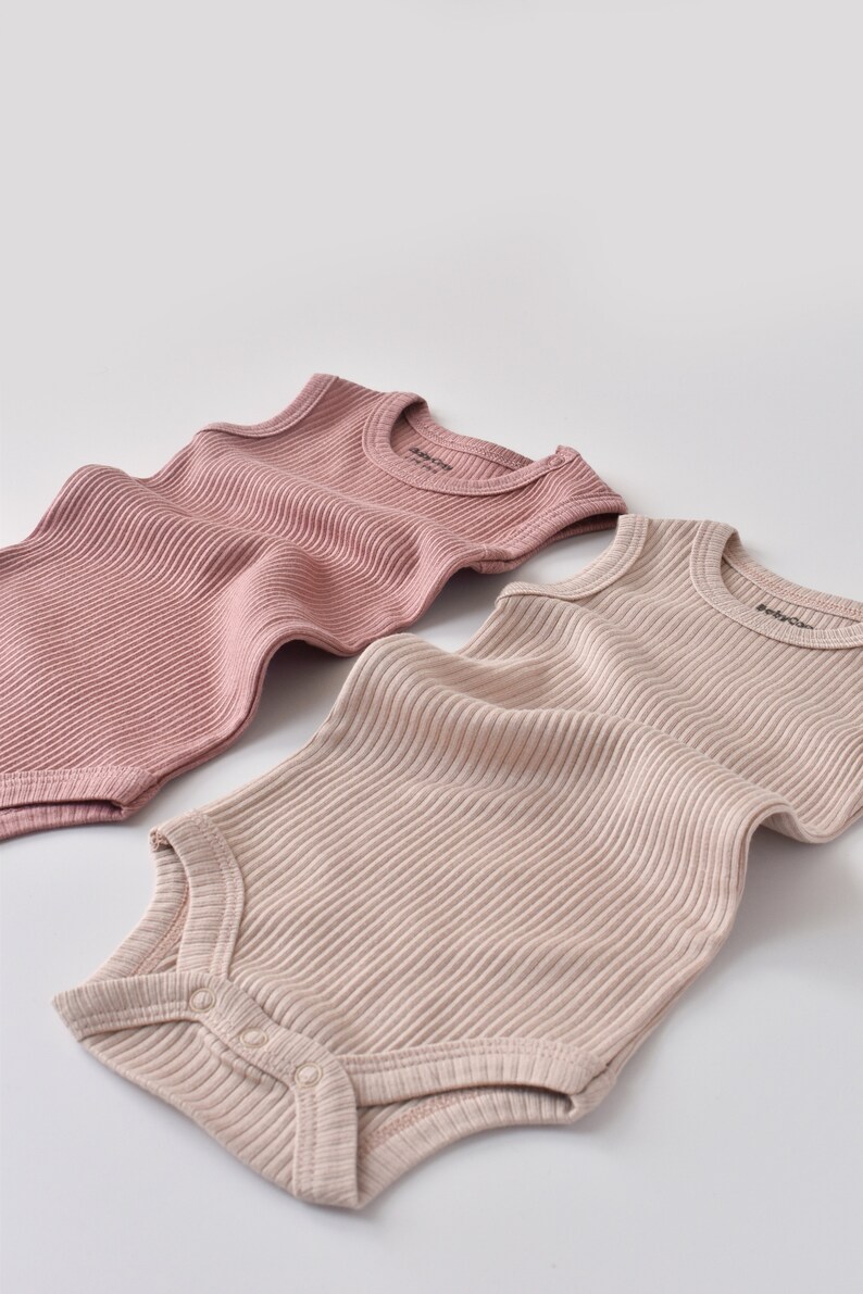 Organic 2 Pcs Baby Sleeveless Body Set, Rose Blush, Unisex, %100 Organic Cotton, GOTS certification, CSYM11107 image 4