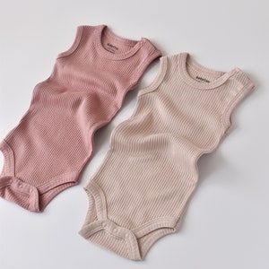 Organic 2 Pcs Baby Sleeveless Body Set, Rose Blush, Unisex, %100 Organic Cotton, GOTS certification, CSYM11107 image 2