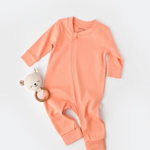 Organic Baby Zippered Romper, Night Pink Color , Unisex, %100 Organic Cotton, GOTS certification, CSY3038 image 1