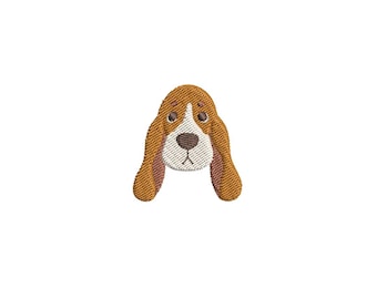 Basset Hound Dog Face Machine Embroidery Digital Files- Fill Stitch in 4 Sizes