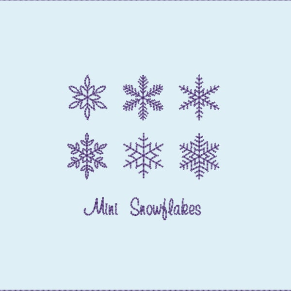 Mini Snowflakes Machine Embroidery Christmas - Single Run Stitch Delicate Designs - Instant Download