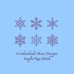 Mini Snowflakes Machine Embroidery Christmas - Single Run Stitch Delicate Designs - Instant Download