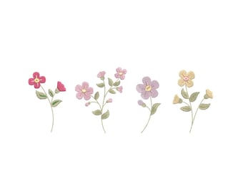 Flower Pack Machine Embroidery - 4 Individual Digital Files - Wildflowers Botanical - 5 Sizes