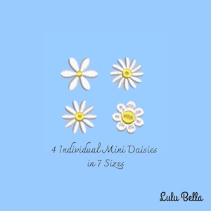 Mini Daisy Blumen Maschinenstickerei - 4 Individuelle digitale Dateien - 7 Größen - Instant Download