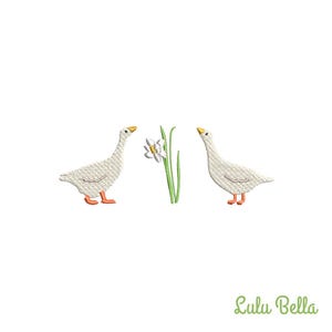 Goose Scene Daffodil Machine Embroidery in 3 Sizes - Easter Spring Digital File Instant Download