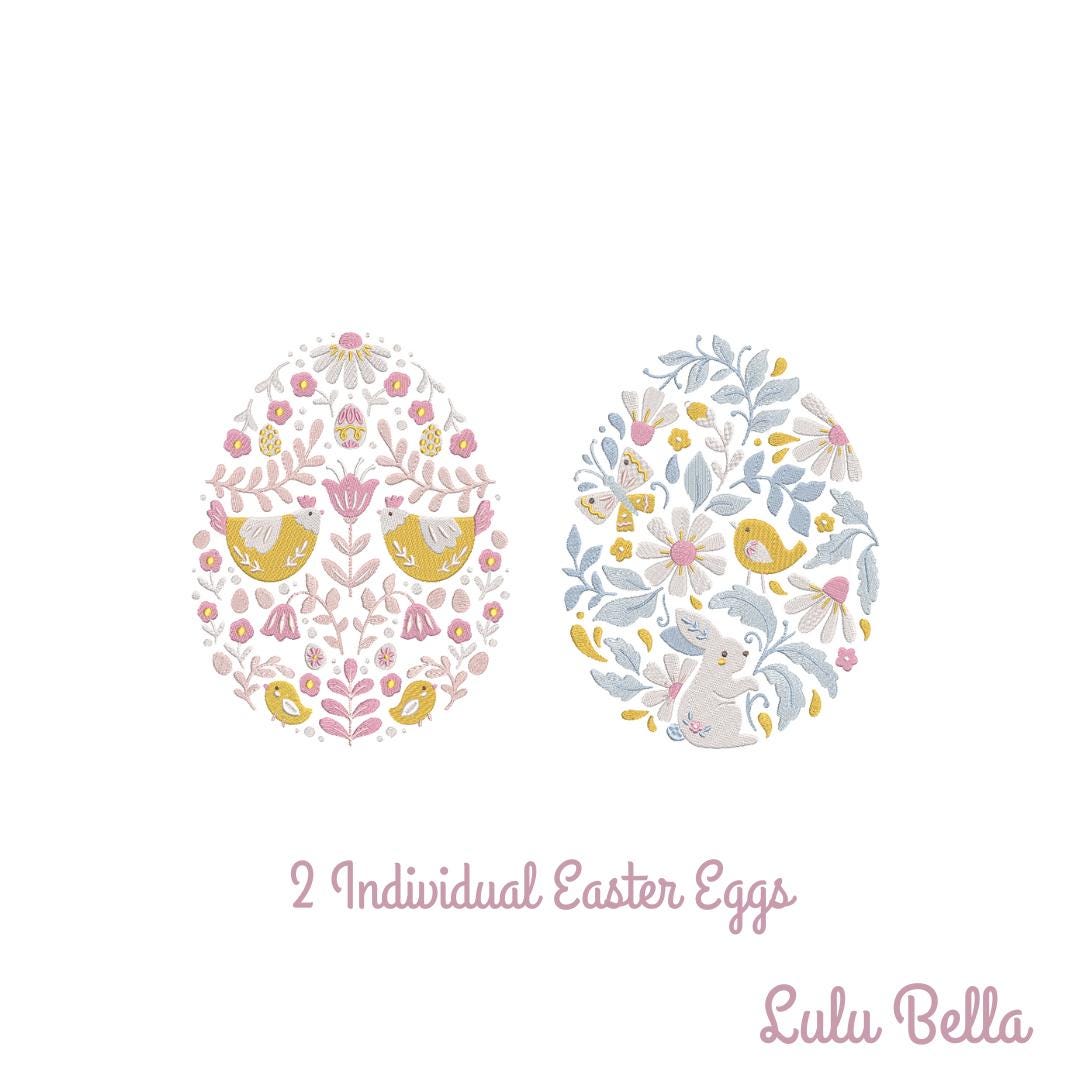 2 Easter Egg Machine Embroidery Designs - Spring Design - Bunny Hen ...
