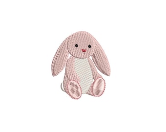 ピンクのうさぎのミシン刺繍用デジタルファイル - 即時ダウンロード - 4サイズ