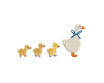 Ducklings and Mother Goose Machine Files Digital Embroidery Design - Fill Stitch in 6 Sizes