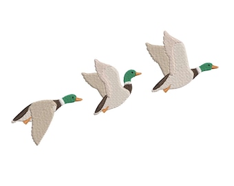 Mallard Duck Trio Machine Embroidery Digital Files - Fill Stitch in 3 Sizes