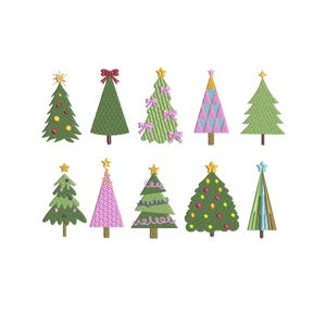 Christmas Tree Machine Embroidery Designs: 10 Festive Tree Files (Digital Download)