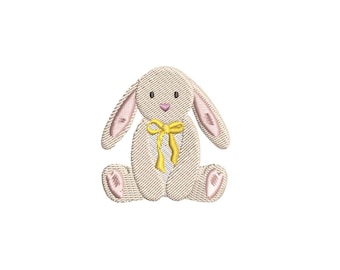 Bunny Yellow Bow Mini Machine Embroidery Digital Files - 4 sizes - Digital File ZIP