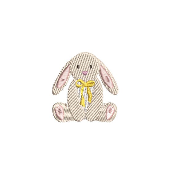Bunny Yellow Bow Mini Machine Embroidery Digital Files - 4 sizes - Digital File ZIP