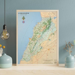Kaart van Libanon in relief |! Met standaard!