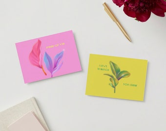 UPLIFTING GREETING CARDS | 5 Pack | 5x7 | Plant-Themed | Sweet, Friendship, Thinking of You, Support | Downloadable