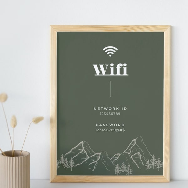 AirBnB Wifi Sign | AirBnB Digital Download | Cabin Vacation Rental WiFi Sign | Guest WiFi | Mountain Retreat Sign