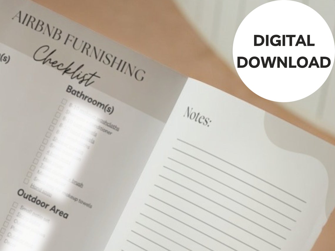 Airbnb Furnishing Checklist Furniture Checklist Vacation Etsy