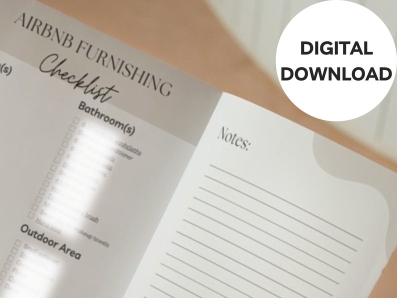Airbnb Furnishing Checklist Furniture Checklist Vacation Etsy