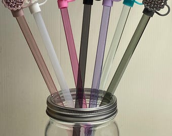 Stanley Brand Replacement Straw for 40 Ounce Tumbler / Comes with Bling Silicone Straw Topper / Assorted Colors / 12 Inches w/o Topper