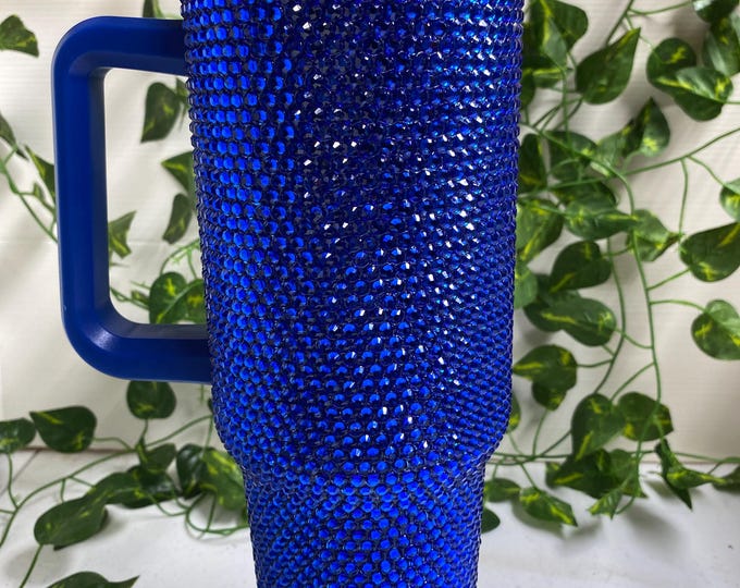 Bling Tumbler / 40 Ounce / Sapphire Blue High Shine Rhinestones / Fully ...