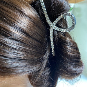 Hair Claw Clip / Covered in Crystals / Silver Metal Clip with Crystal Colored Crystals / Strong Hold For All Hair Types / 4 Inches