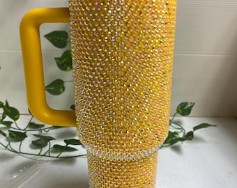 Bling Tumbler / 40 Ounce / Yellow Rhinestones / Fully Insulated