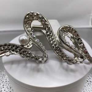 Hair Claw Clip / Covered in Crystals / Silver Metal Clip with Crystal Colored Crystals / Strong Hold For All Hair Types / 5 Inches