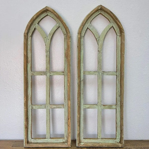 Wood Window 36” - Arch- Wall Decor - Cathedral Window - Farmhouse - Shabby Chic - Country French - listing price is for 1