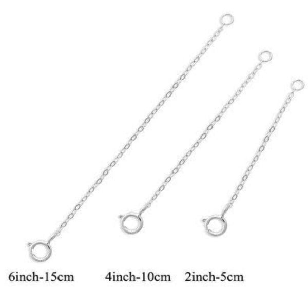 Chain Extender 14K Solid Gold, White-Yellow-Rose Gold Necklace Extender, Removable 2 inch, 4inch, 6inch Necklace Extender