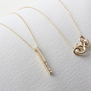Real Diamond Vertical Bar Necklace 14K Solid Gold, Elegant Women Necklace, Perfect Gift for Mother&#39;s Day - Girlfriend - Wife - Christmas