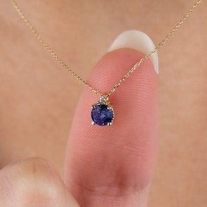 Sapphire Diamond Necklace 14K Solid Gold, September Birthstone Pendant, Perfect Gift for Mother&#39;s Day - Girlfriend - Wife
