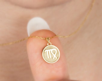 Virgo Necklace 14K 10K Solid Gold, Minimalist Zodiac Astrology Necklace, Horoscope Pendant