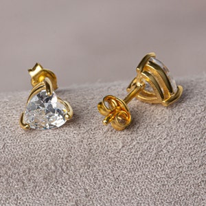 Weiße Topas Herz Ohrringe 14K Gold, April Birthstone Schmuck, Perfektes Geschenk für Muttertag - Freundin - Frau