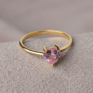 Heart Pink Tourmailine Ring 14K Solid Gold, October Birthstone,  Perfect Gift for Mother's Day - Girlfriend - Wife