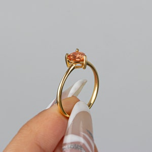Heart Citrine Ring 14K Solid Gold, November Birthstone Jewelry, Heart Symbol Ring, Perfect Gift for Mother's Day Girlfriend Wife image 2