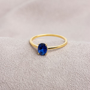 Oval Cut Sapphire Ring 14K Solid Gold, September Birthstone Jewelry, Perfect Gift for Mother&#39;s Day - Girlfriend - Wife