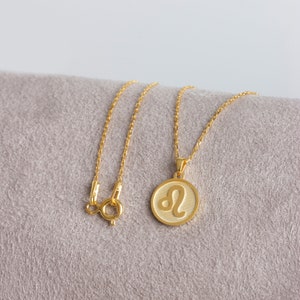 Leo Zodiac Astrology Necklace 14K Solid Gold, Minimalist Horoscope Pendant, Perfect Gift for Mother&#39;s Day - Girlfriend - Wife
