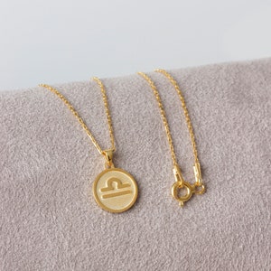 Libra Zodiac Necklace 14K Solid Gold, Minimalist Astrology Necklace, Zodiac Constellation Pendant, Perfect Gift for Mother&#39;s Day - Wife