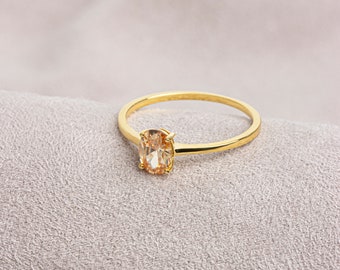 Oval Cut Citrine Ring 14K Solid Gold, November Birthstone Jewelry, Perfect Gift for Mother&#39;s Day - Girlfriend - Wife
