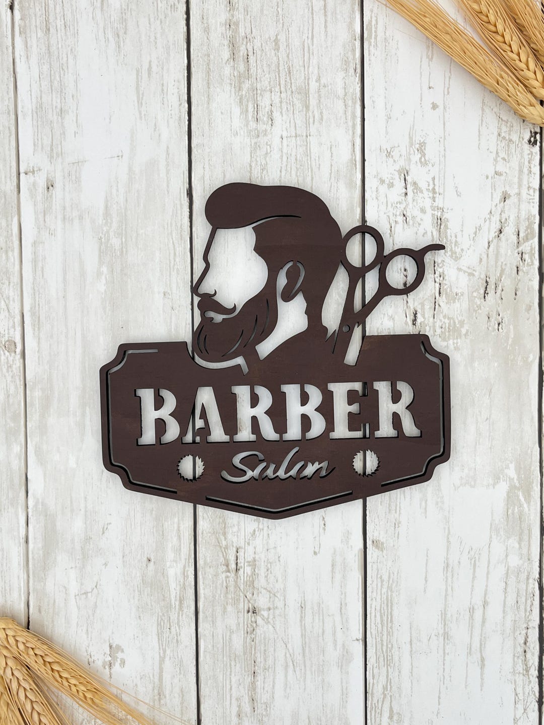 Personalized Barber Shop Sign, Custom Name Wall Decor, Laser Cut Wood ...