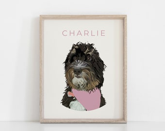Custom Pet Portrait, Personalized Dog Wall Art, Customized Pet Digital Downloads, Printable Poster, Dog Lover Gift